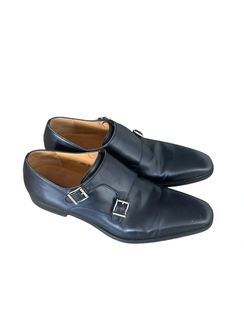 Magnanni Black Double Monk Strap Dress Shoes - Picture 2 of 12